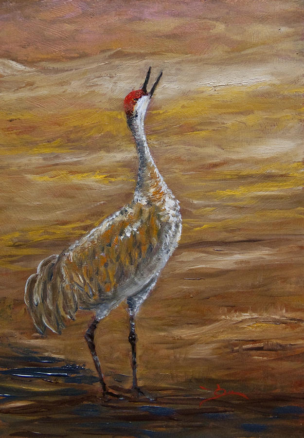 Sandhill Crane Painting by Dee Carpenter