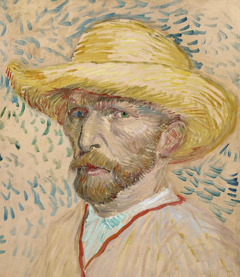 Vincent Van Gogh Painting - Self Portrait with Straw Hat by Vincent van Gogh