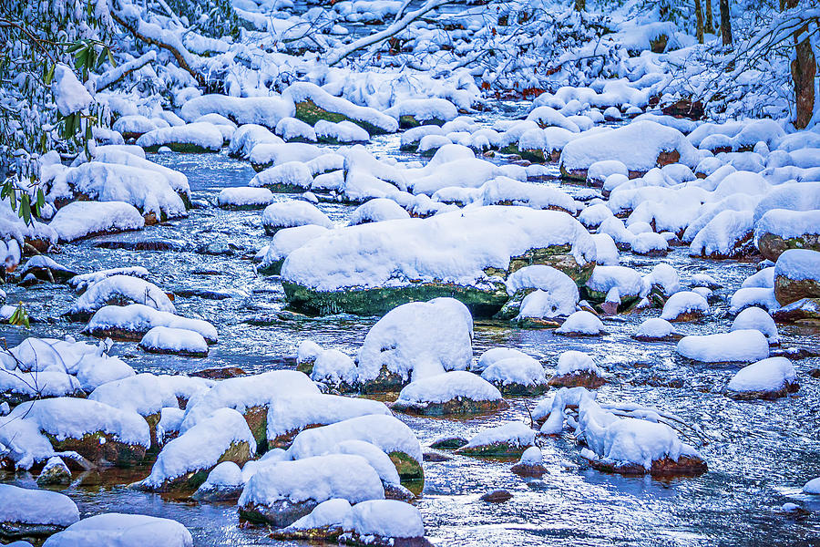 Snow And Ice Covered Mountain Stream #7 Photograph by Alex Grichenko