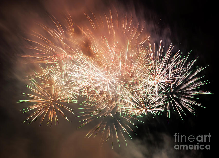 Spectacular fireworks show light up the sky. New year celebration. #7 Photograph by Michal Bednarek