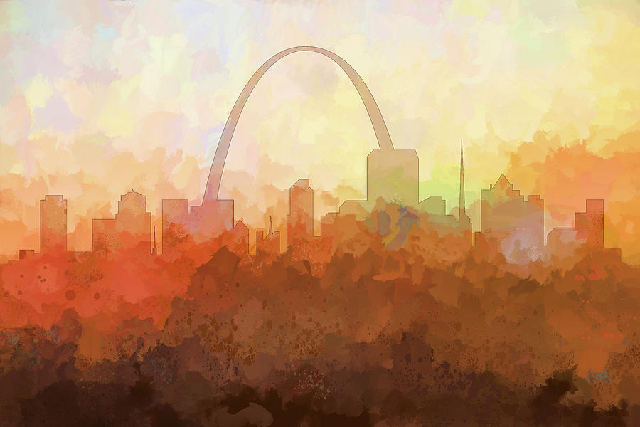 Architecture Digital Art - St Louis Missouri Skyline #7 by Marlene Watson
