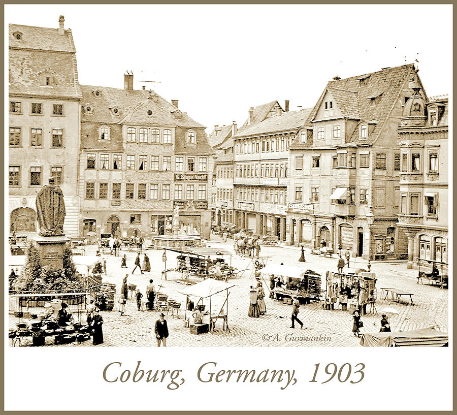 Street Market, Coburg, Germany, 1903, Vintage Photograph #7 Photograph by A Macarthur Gurmankin