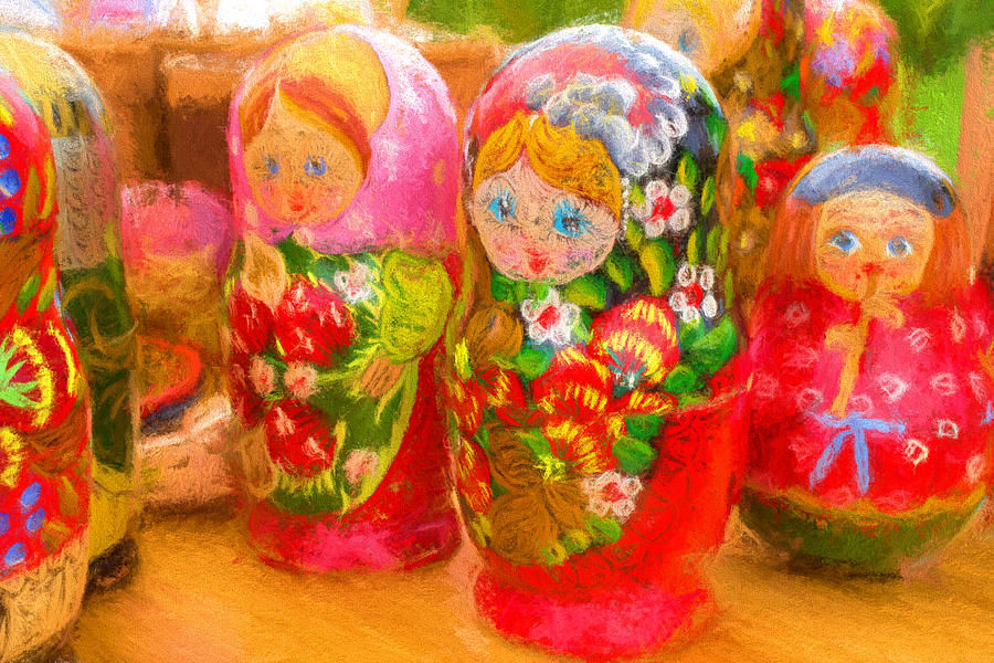Family of Pure Russian Matrushka Puzzle Dolls Photograph by John Williams