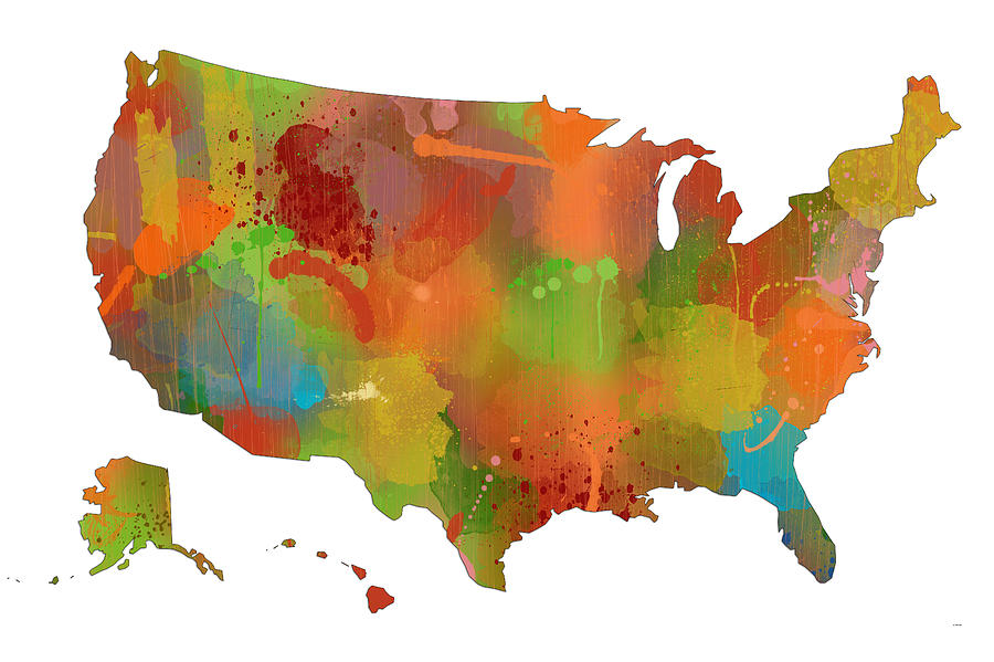U.S.A. Map #7 Digital Art by Marlene Watson