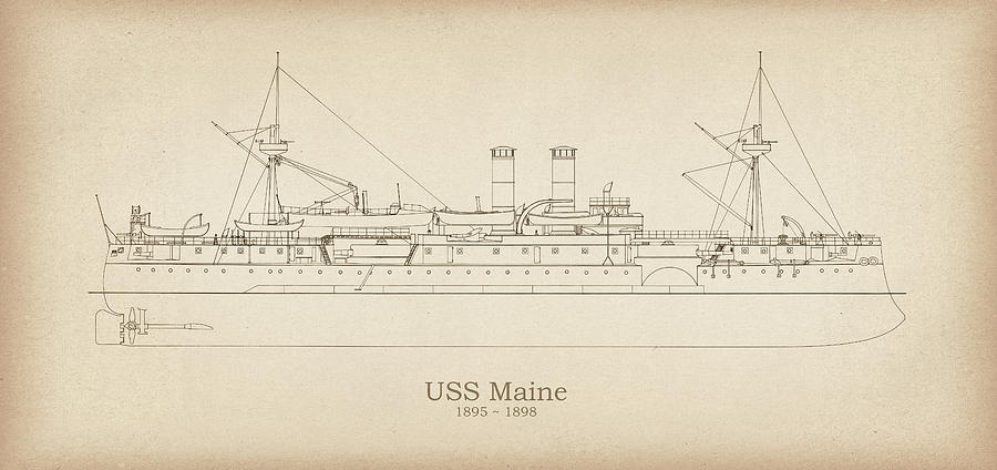 USS Maine Drawing by StockPhotosArt Com - Fine Art America