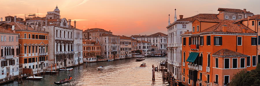 Venice grand canal sunset #7 Photograph by Songquan Deng