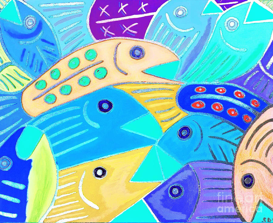 Whimsical Colorful Fish Painting by Scott D Van Osdol