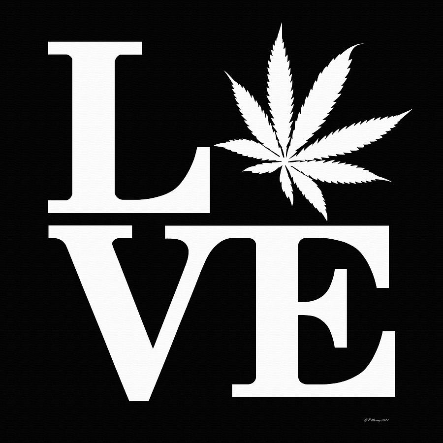 Marijuana Leaf Love Sign #70 Digital Art by Gregory Murray