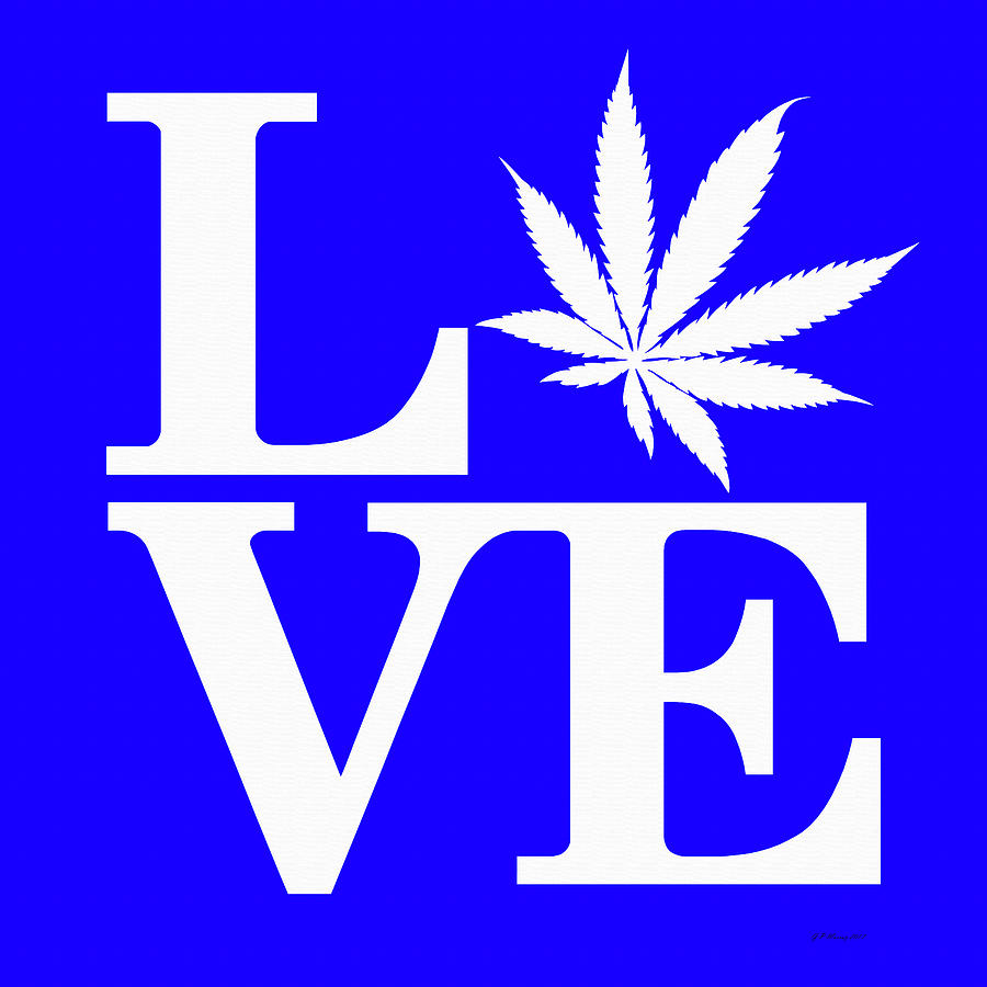 Marijuana Leaf Love Sign #71 Digital Art by Gregory Murray