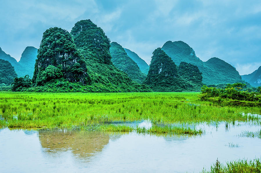 Karst rural scenery in raining Photograph by Carl Ning - Fine Art America