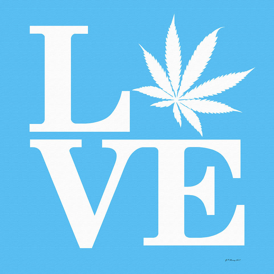 Marijuana Leaf Love Sign #72 Digital Art by Gregory Murray