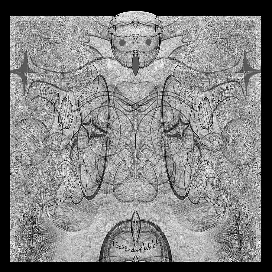 724 - Fractal Man black and white A Digital Art by Irmgard Schoendorf Welch