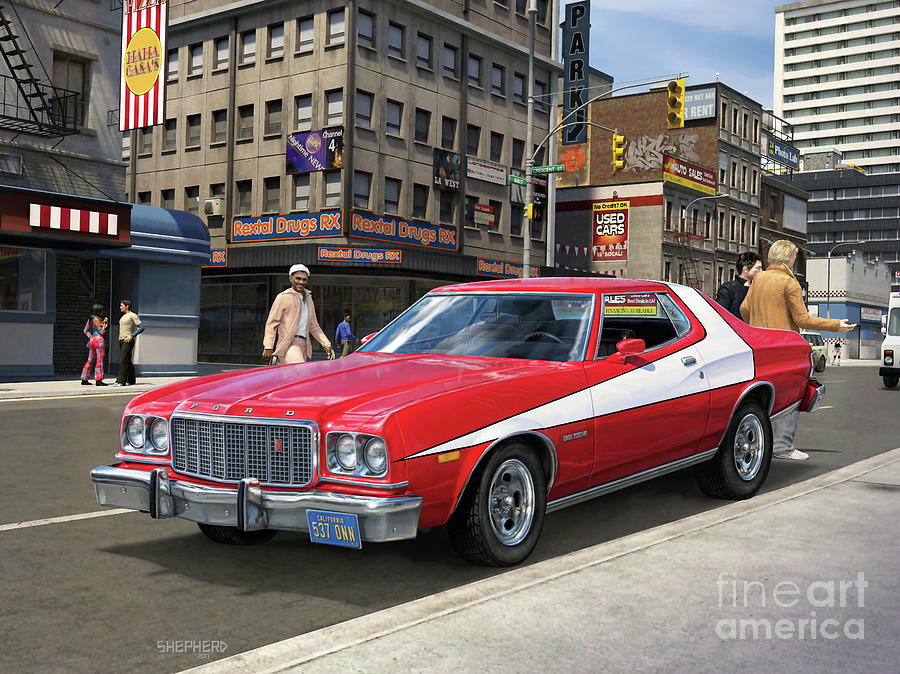 74 Ford Torino  Digital Art by Stu Shepherd
