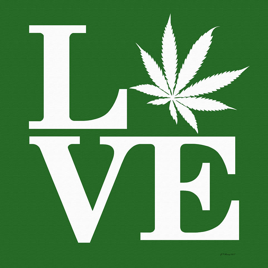 Marijuana Leaf Love Sign #74 Digital Art by Gregory Murray