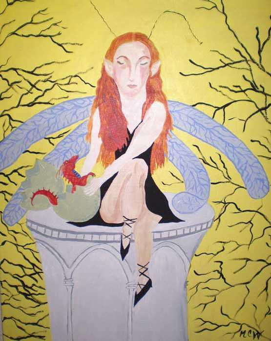 Fairies Painting - Birth Of A Dragon by Christine Ward Fairies Painting - Birth Of A Dragon by Christine Ward