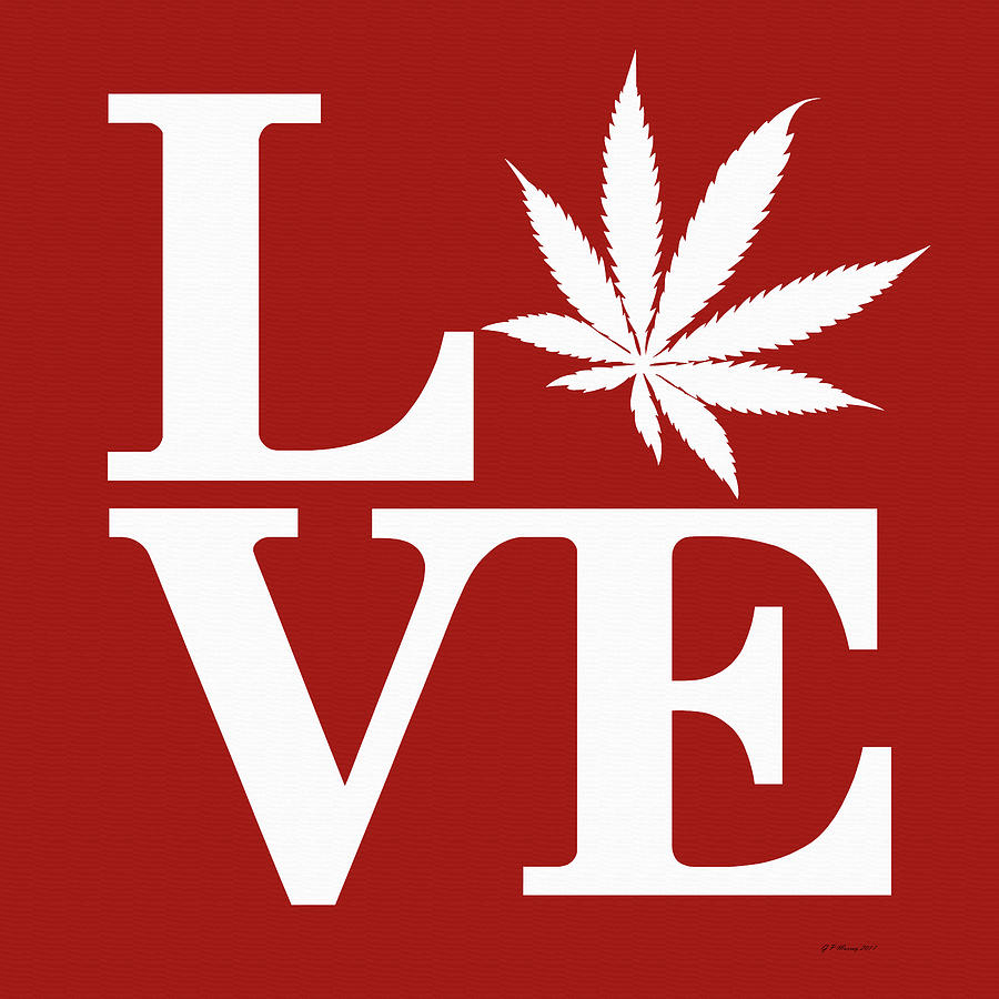 Marijuana Leaf Love Sign #75 Digital Art by Gregory Murray