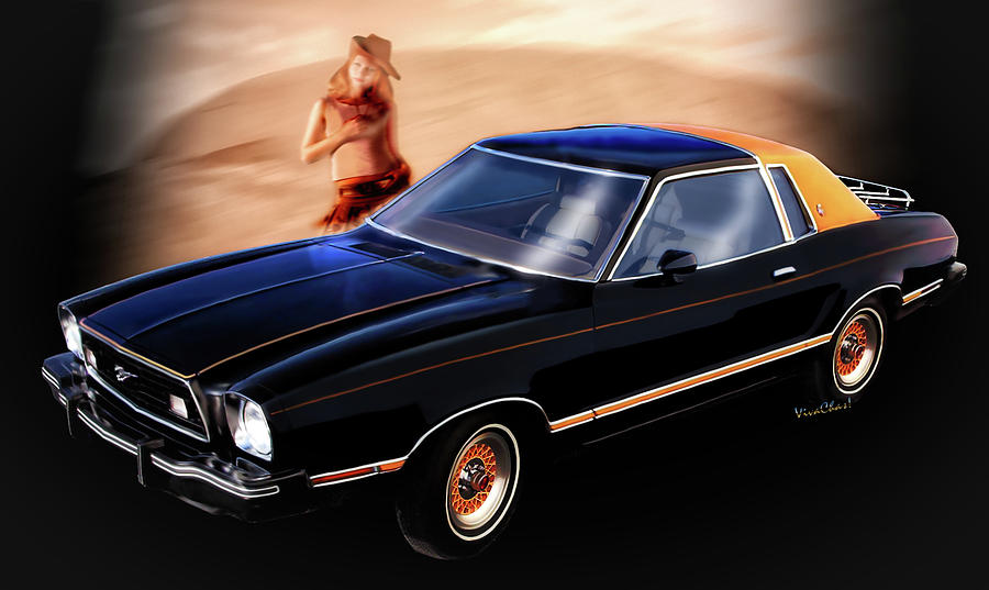 77 Mustang Ghia Sport Coupe Digital Art by Chas Sinklier