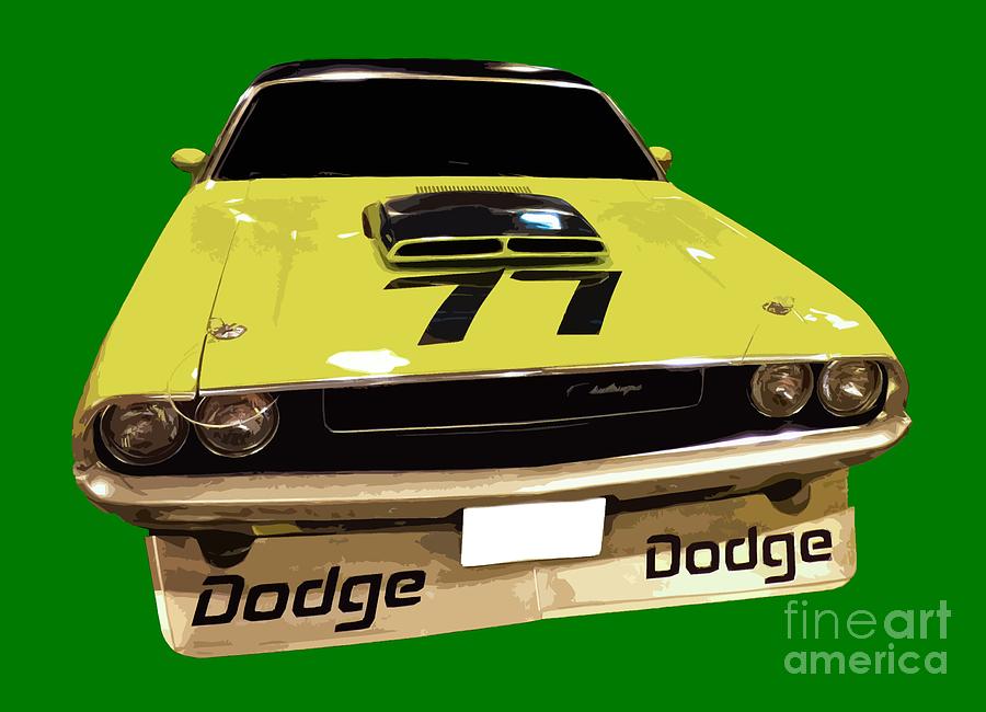 77 yellow Dodge Digital Art by Francesca Mackenney