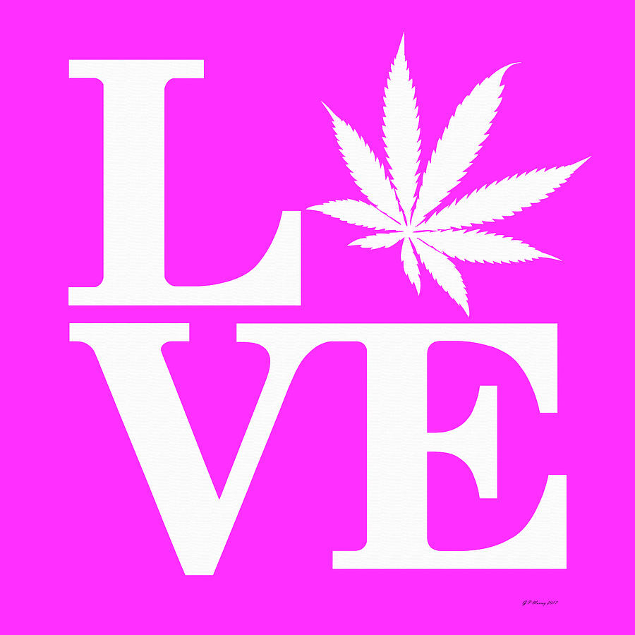 Marijuana Leaf Love Sign #78 Digital Art by Gregory Murray