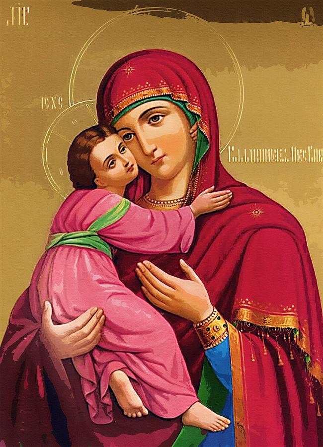 Virgin and Child Painting Digital Art by Carol Jackson