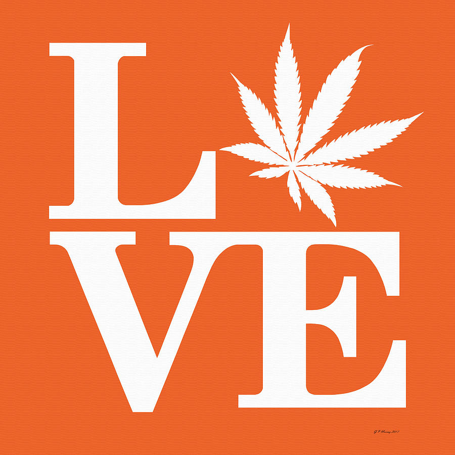Marijuana Leaf Love Sign #79 Digital Art by Gregory Murray