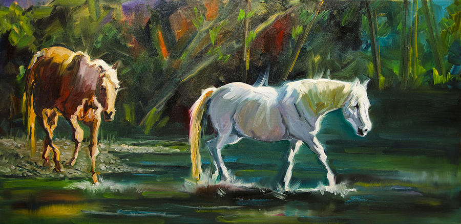 7D Horse River Painting by Diane Whitehead