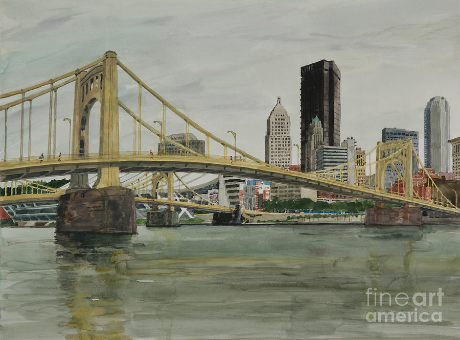 Pittsburgh Painting - 7th and 9th Street Bridges by Robert Bowden