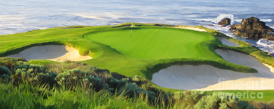 Pebble Beach Painting - 7th Hole At Pebble Beach  #1 by Tim Gilliland