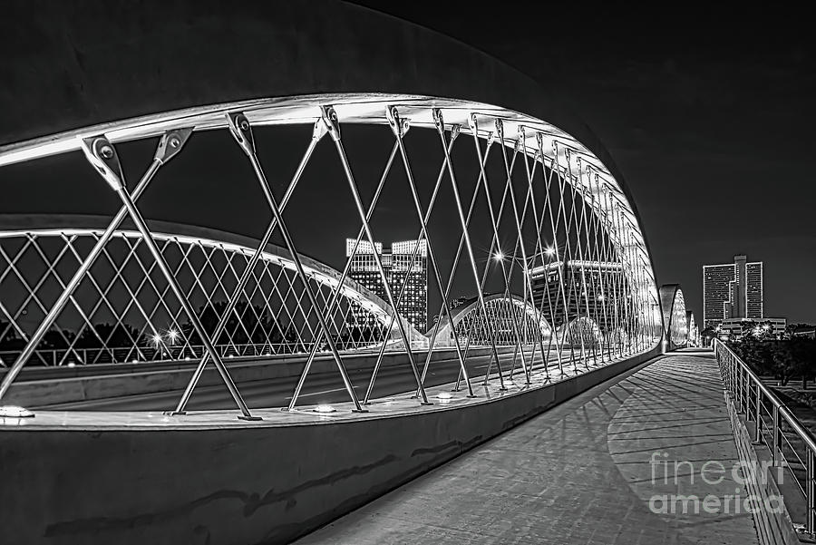 Fort Worth Photograph - Fort Worths 7th Street Bridge BW by Bee Creek Photography - Tod and Cynthia