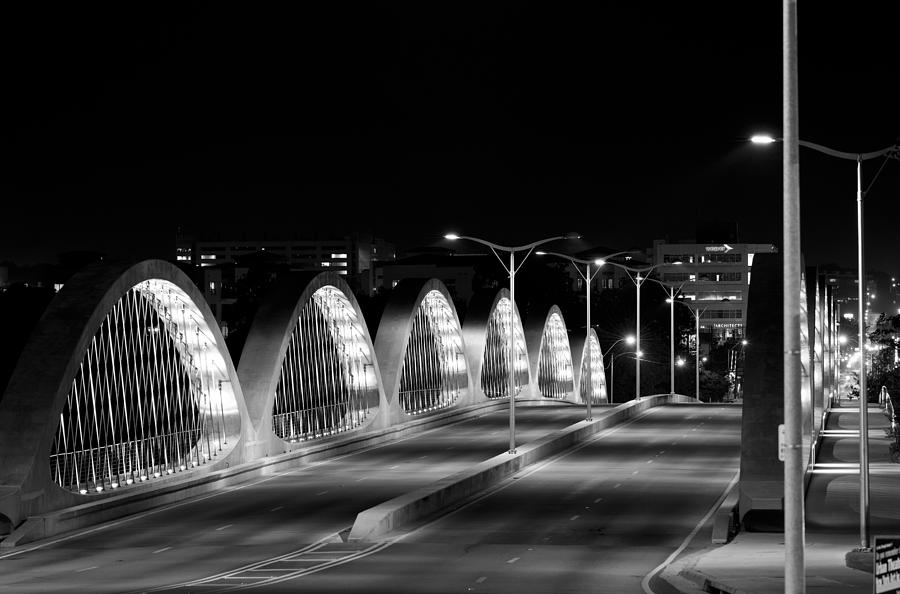 7th street Bridge Fort Worth B/W Photograph by Rospotte Photography