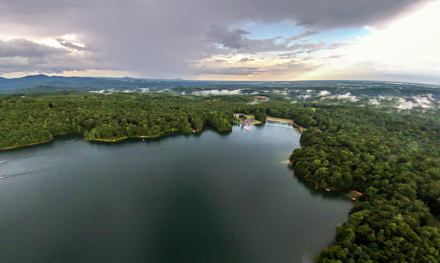 aerial of South Carolina Lake Jocassee Gorges Upstate Mountains #8 Photograph by Alex Grichenko