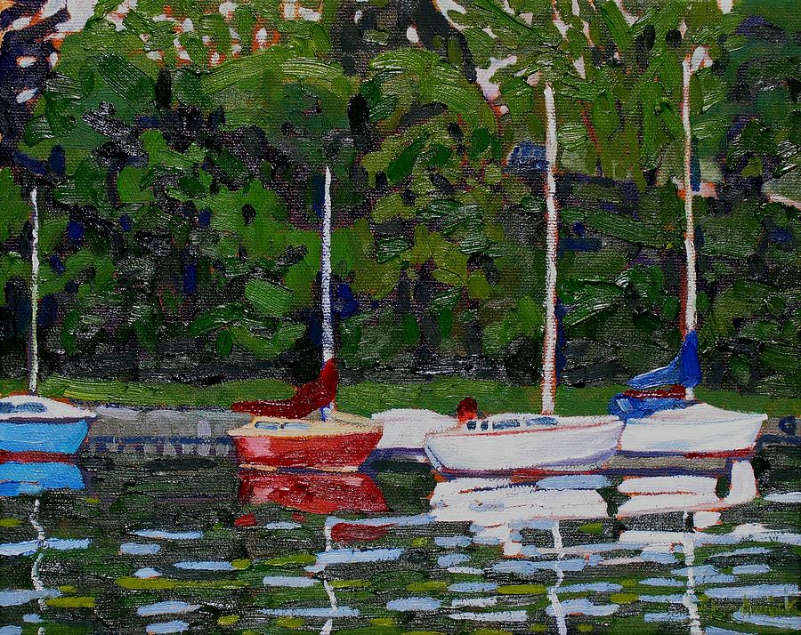 8 AM Sailboats Painting by Phil Chadwick