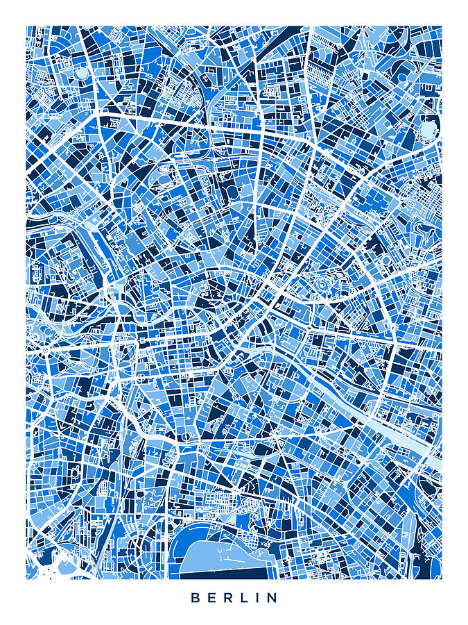 Berlin Digital Art - Berlin Germany City Map #8 by Michael Tompsett