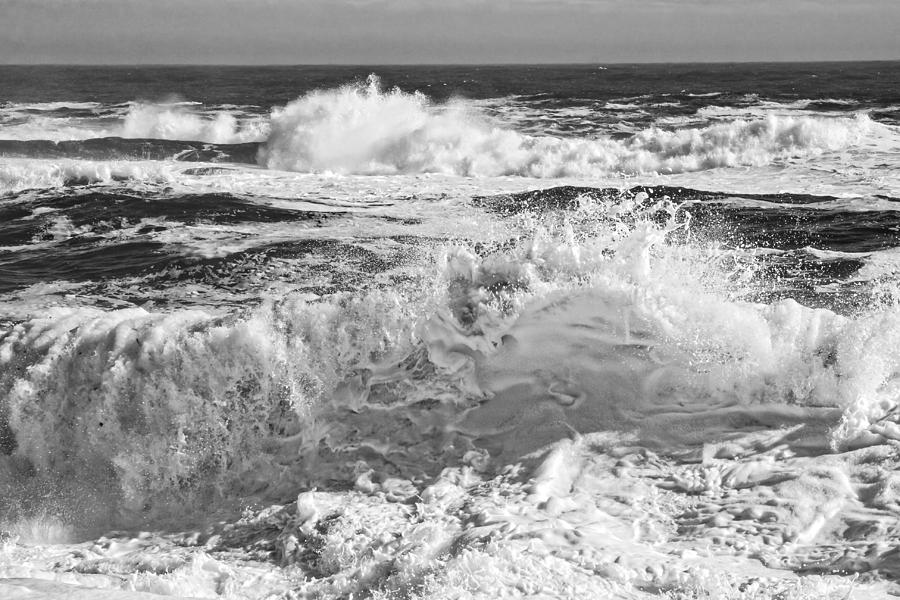 Black and White Large Waves Near Pemaquid Point On The Coast Of  #8 Photograph by Keith Webber Jr