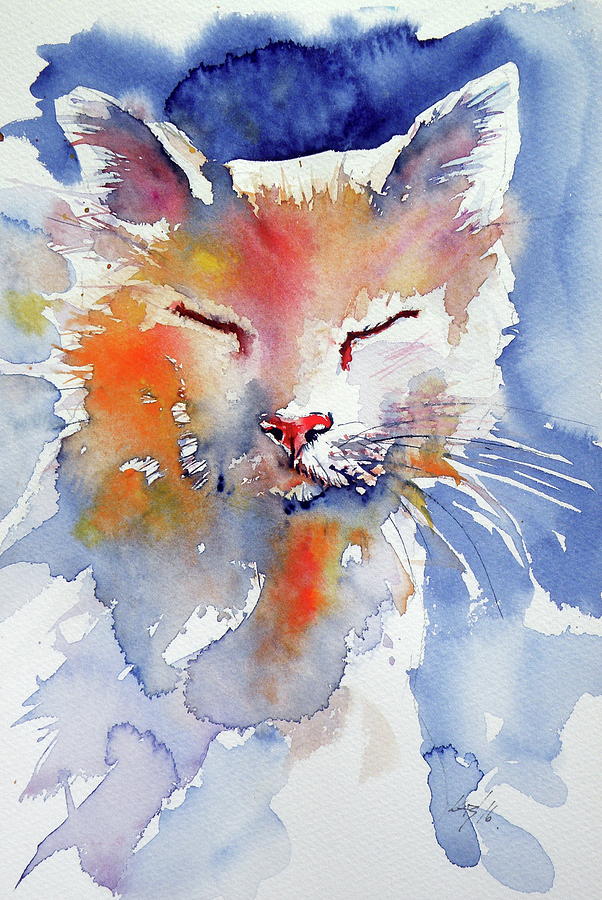 Cat Painting - Cat #8 by Kovacs Anna Brigitta