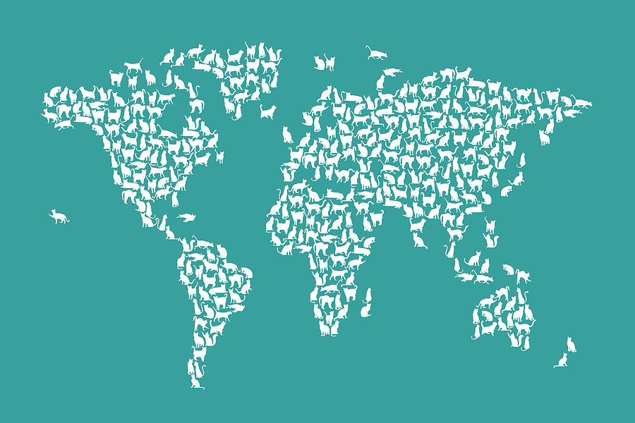 Cats Map of the World Map #8 Digital Art by Michael Tompsett