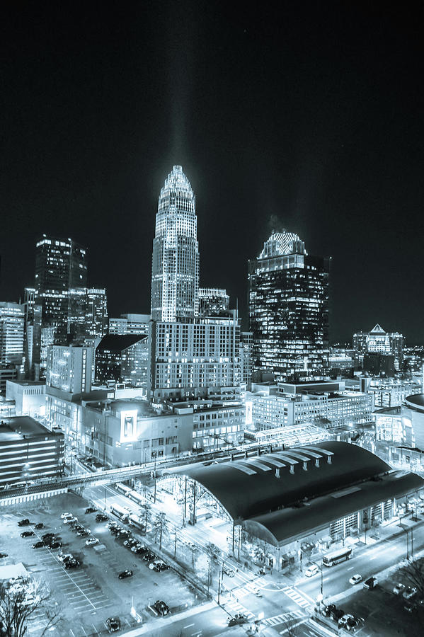Charlotte North Carolina Skyline View At Night From Roof Top Res #8 Photograph by Alex Grichenko