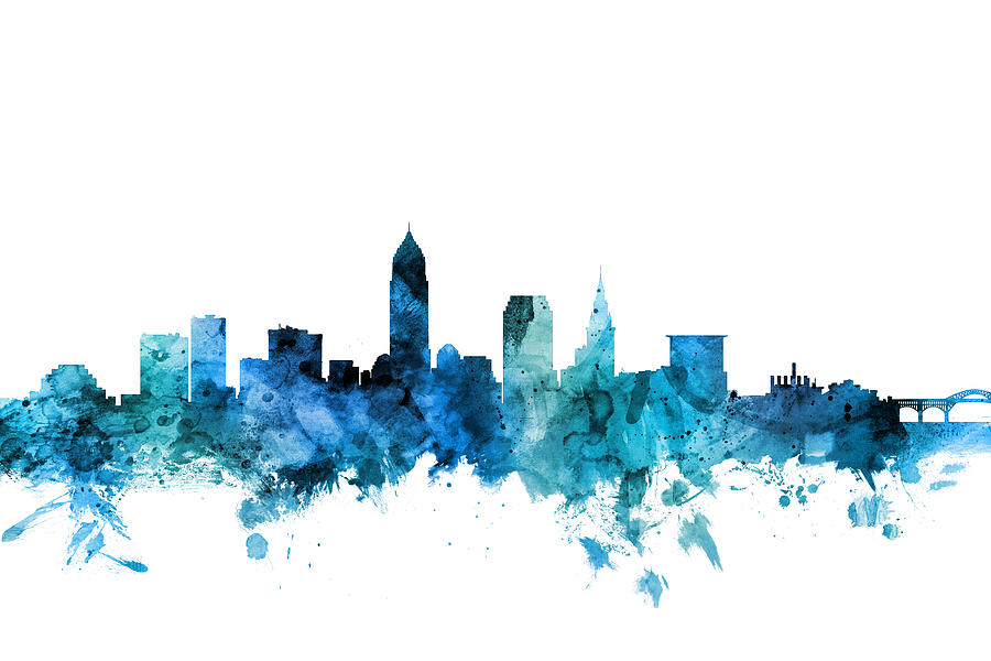 Cleveland Digital Art - Cleveland Ohio Skyline #8 by Michael Tompsett