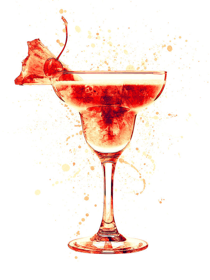 Martini Digital Art - Cocktail Drinks Glass Watercolor #8 by Michael Tompsett
