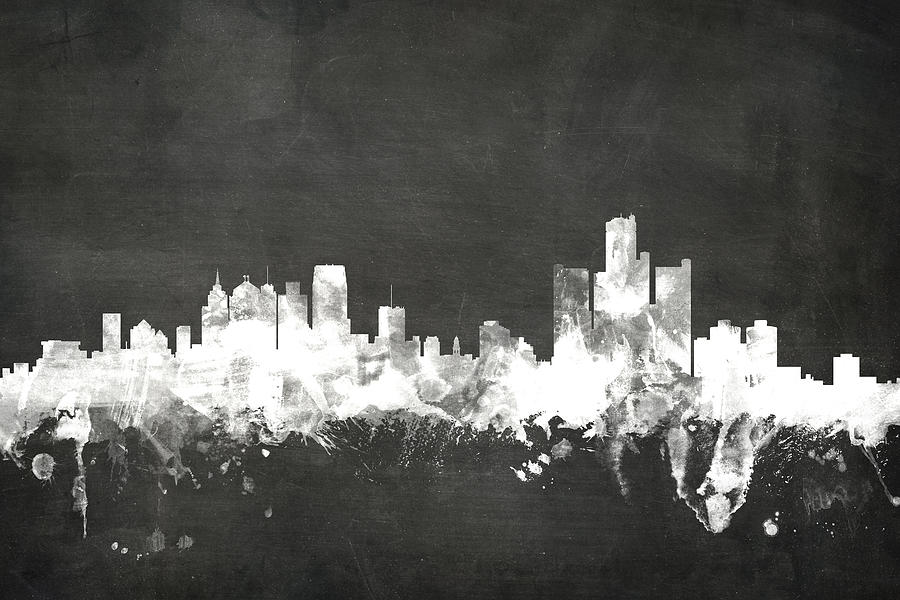 Detroit Michigan Skyline #8 Digital Art by Michael Tompsett
