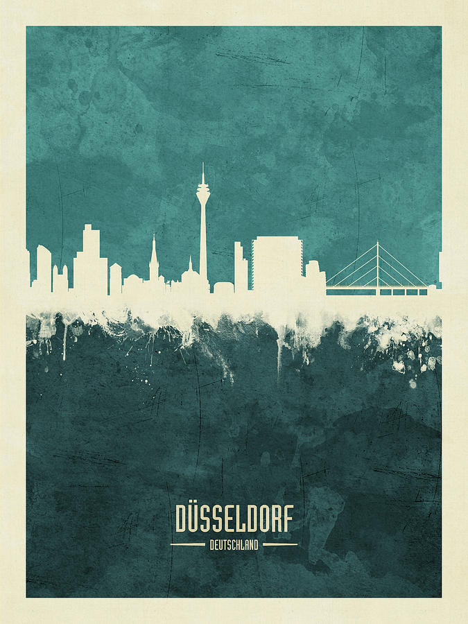 Dusseldorf Germany Skyline #8 Digital Art by Michael Tompsett