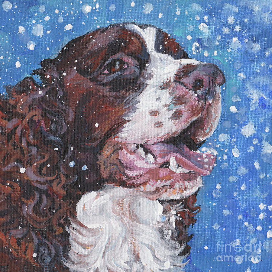 Winter Painting - English Springer Spaniel #8 by Lee Ann Shepard