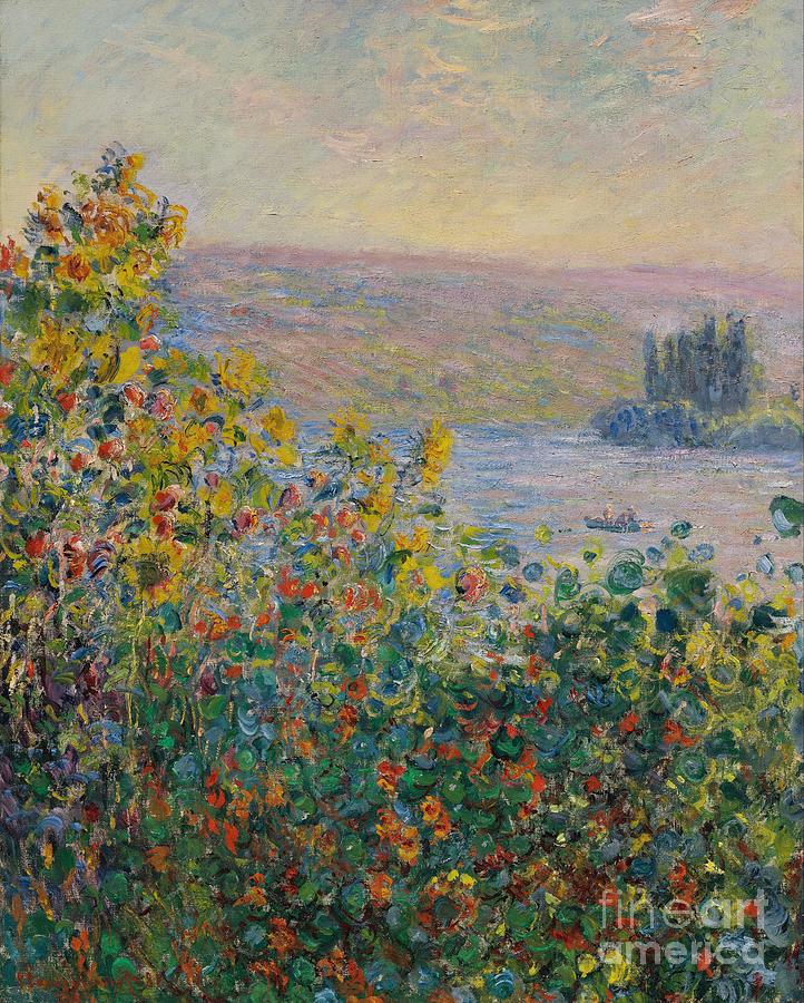 Flower Beds at Vetheuil by Monet Painting by Claude Monet