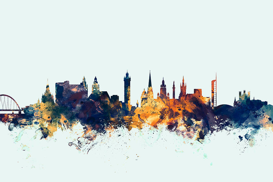 Glasgow Scotland Skyline #8 Digital Art by Michael Tompsett