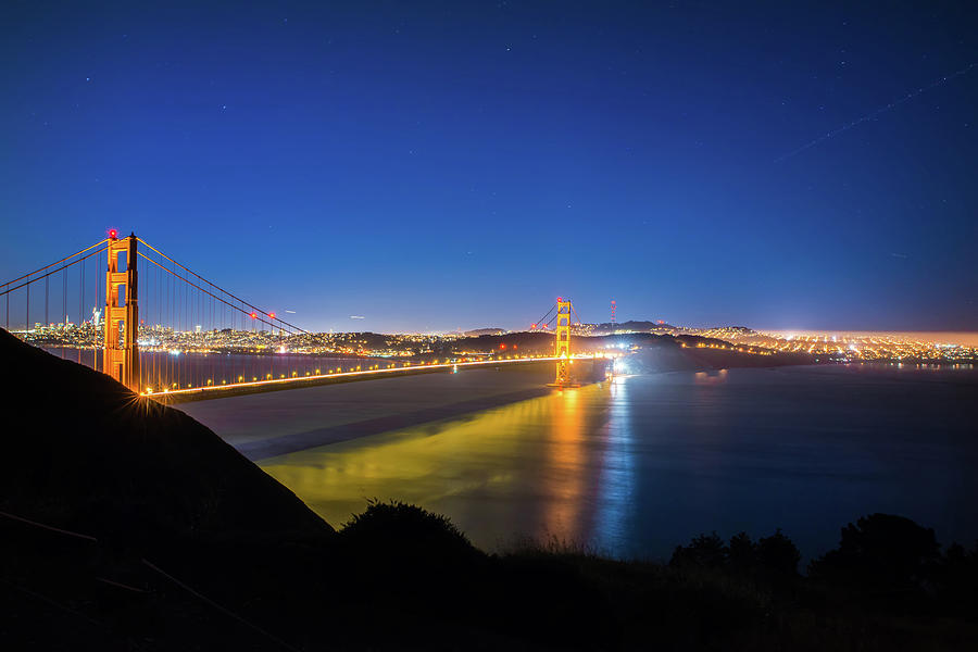 Golden Gte Bridge In San Francisco At Night #8 Photograph by Alex Grichenko