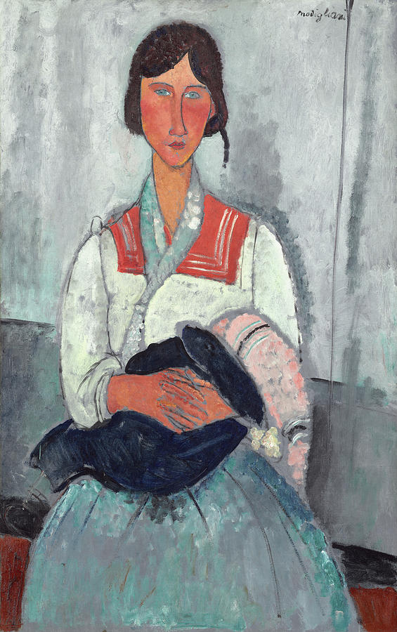 Gypsy Woman Painting - Gypsy Woman With Baby by Amedeo Modigliani Gypsy Woman Painting - Gypsy Woman With Baby by Amedeo Modigliani