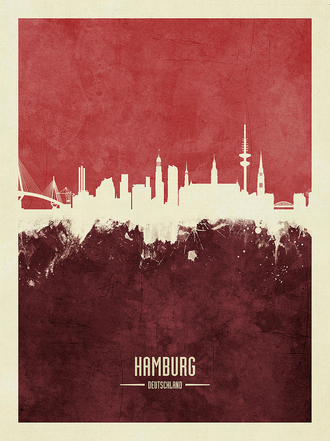 Hamburg Germany Skyline #8 Digital Art by Michael Tompsett