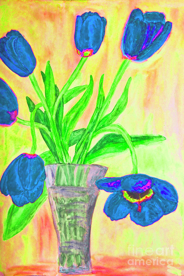Hand painted picture, tulips in vase #8 Painting by Irina Afonskaya