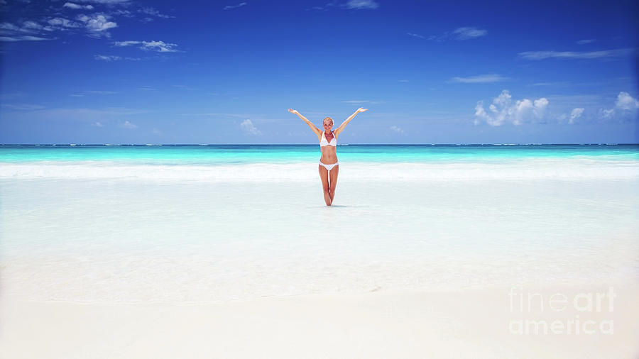 Happy woman on the beach Photograph by Anna Om Happy woman on the beach Photograph by Anna Om