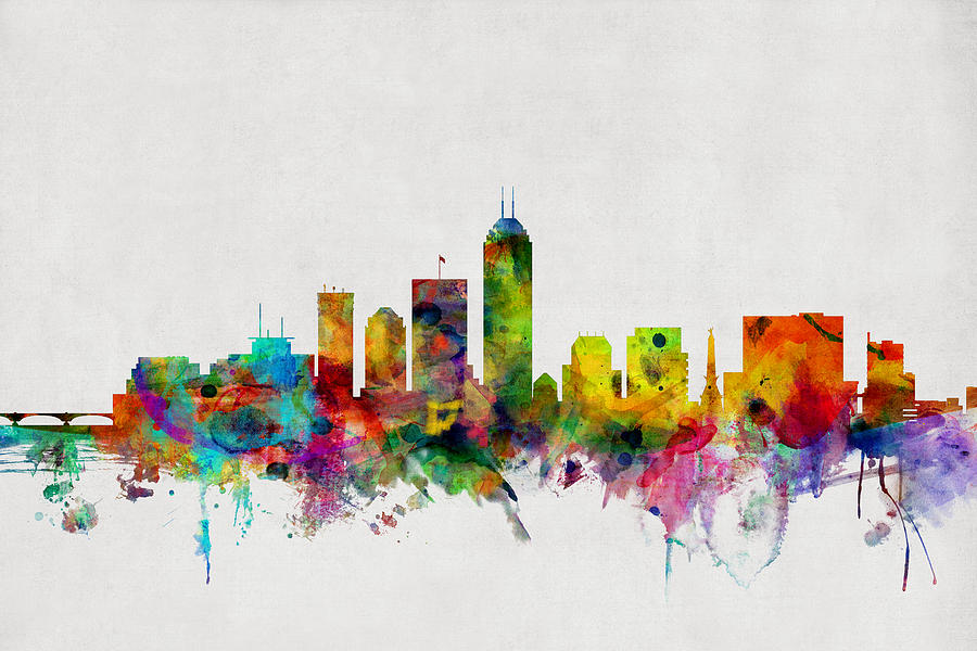 Indianapolis Indiana Skyline #8 Digital Art by Michael Tompsett